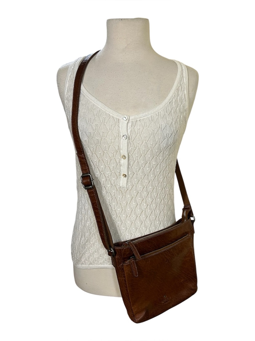 Wild West Los Angeles Brown Leather Crossbody EUC Boho Minimalist Preppy Neutral